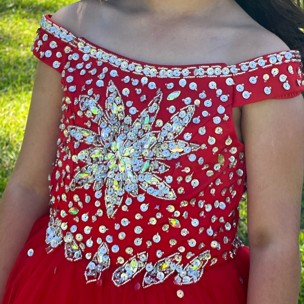 Elegant Red Beaded Gown